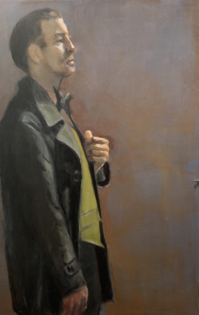 Oil painting by Janet Hillel - Brendon in gray