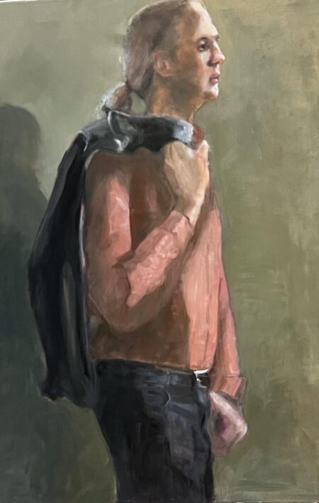 Figure painting by Janet Hillel - Brendon in red shirt