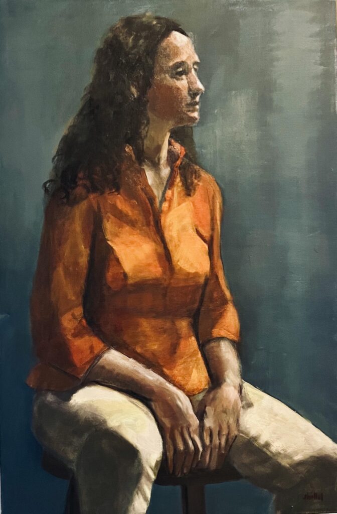 Oil painting by Janet Hillel - girl in orange