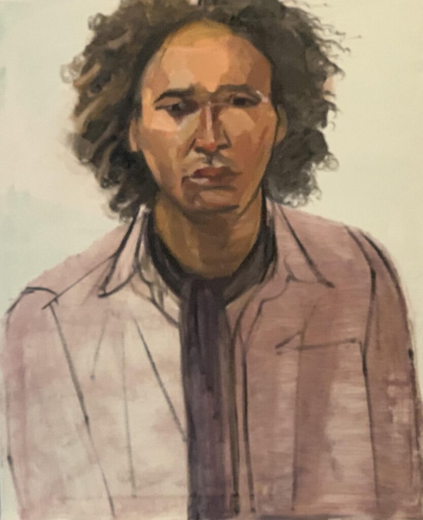 Oil painting by Janet Hillel - Man in white shirt