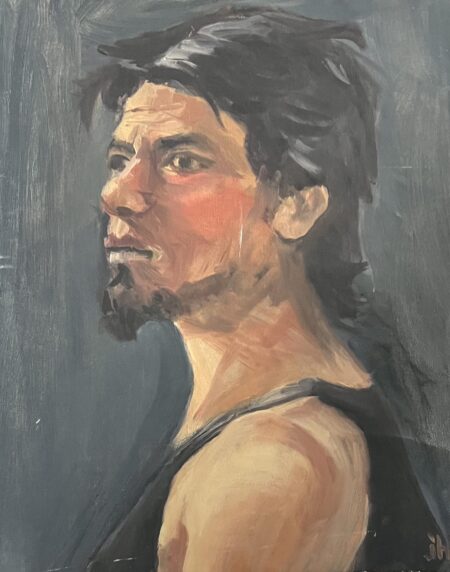 Oil painting by Janet Hillel - Man in black tee