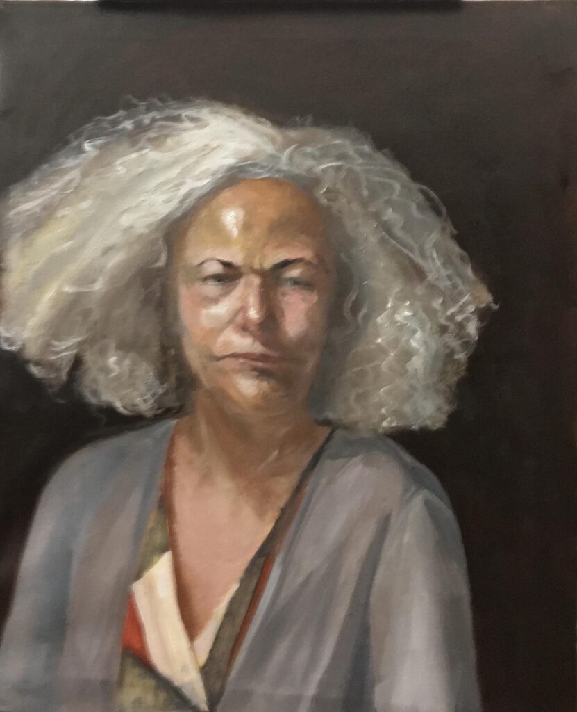 Oil painting by Janet Hillel - Woman with gray hair