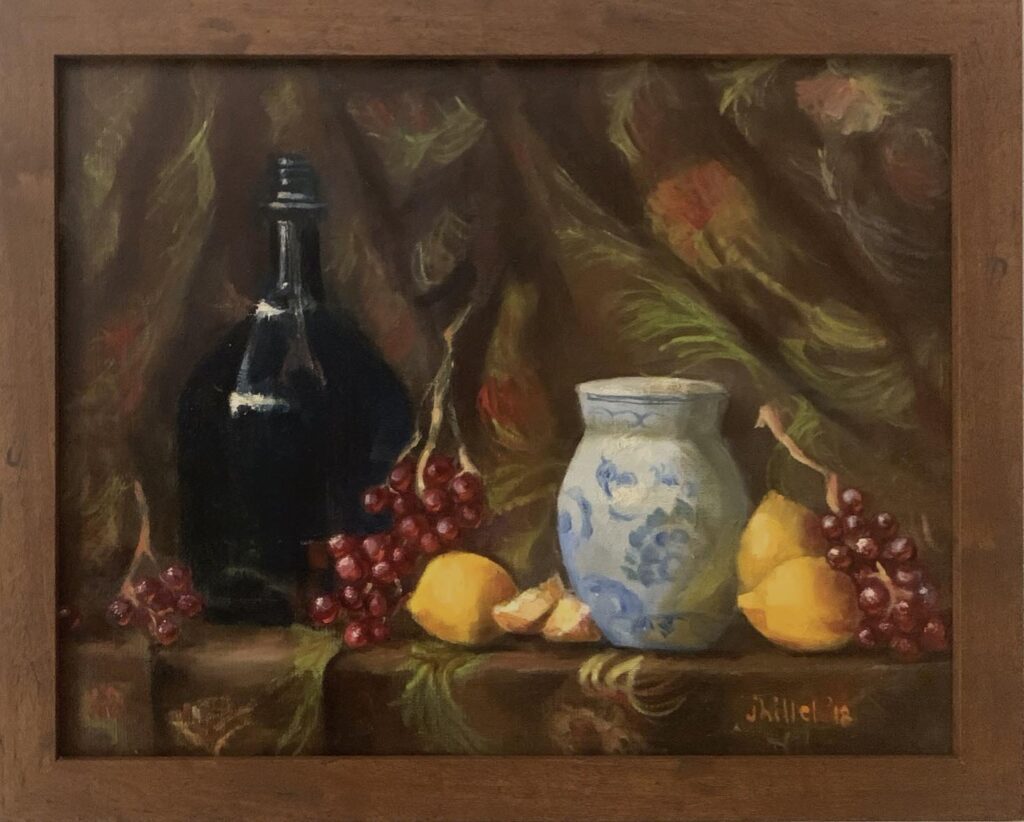 Oil painting by Janet Hillel - Still Life with Textile