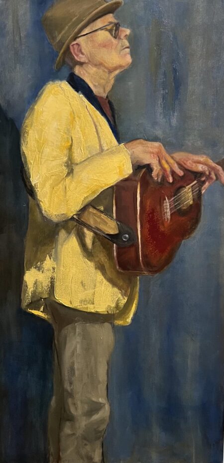 Oil painting by Janet Hillel - man with guitar