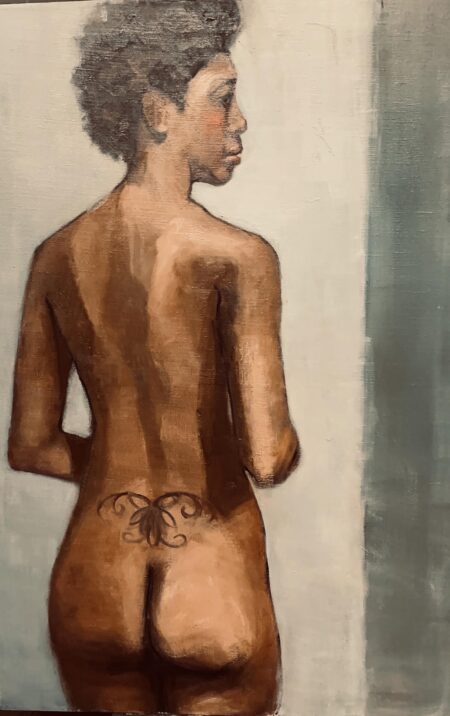 Oil painting by Janet Hillel - back of female nude